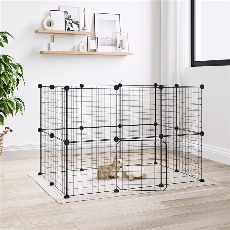 VidaXL Cage animaux de compagnie à 20 panneaux et porte Noir 35x35 cm