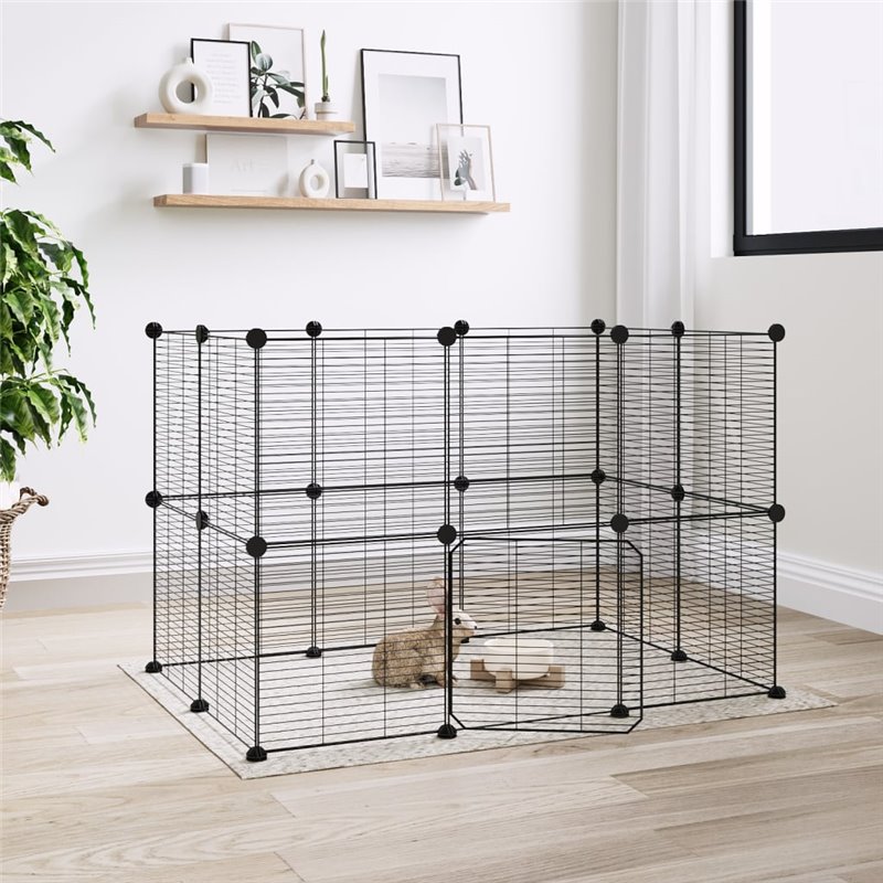 VidaXL Cage animaux de compagnie à 20 panneaux et porte Noir 35x35 cm