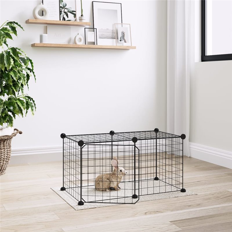 VidaXL Cage animaux de compagnie à 8 panneaux et porte Noir 35x35 cm