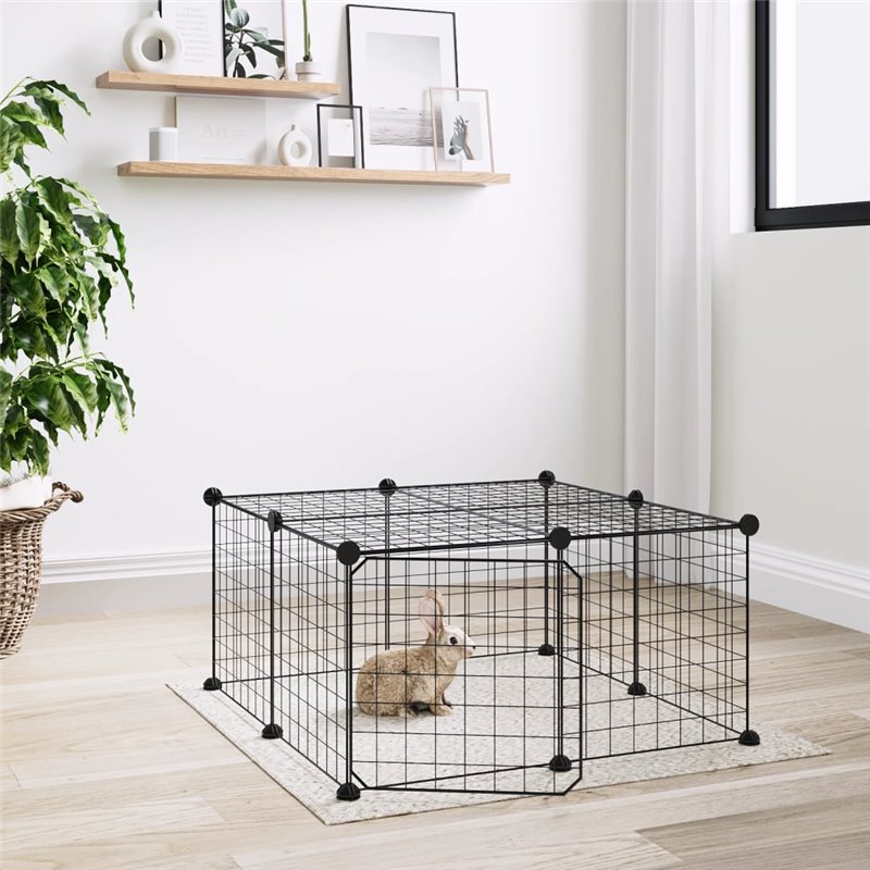 VidaXL Cage animaux de compagnie à 12 panneaux et porte Noir 35x35 cm