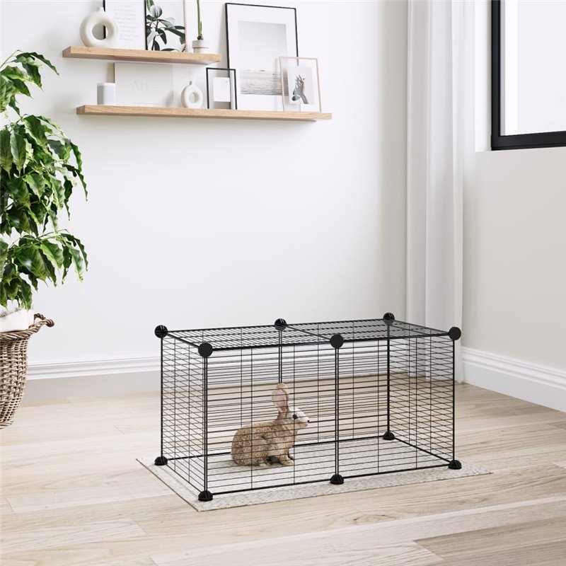 VidaXL Cage animaux de compagnie à 8 panneaux Noir 35x35 cm Acier