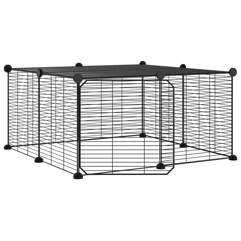 Image secondaire de VidaXL Cage animaux de compagnie à 12 panneaux et porte Noir 35x35 cm