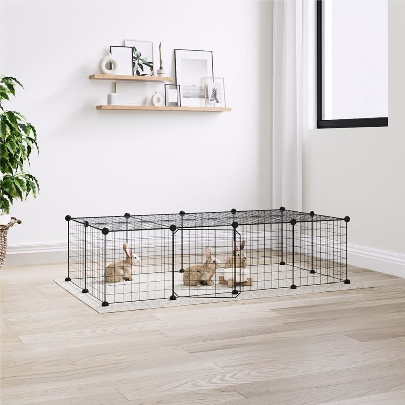 VidaXL Cage animaux de compagnie à 20 panneaux et porte Noir 35x35 cm