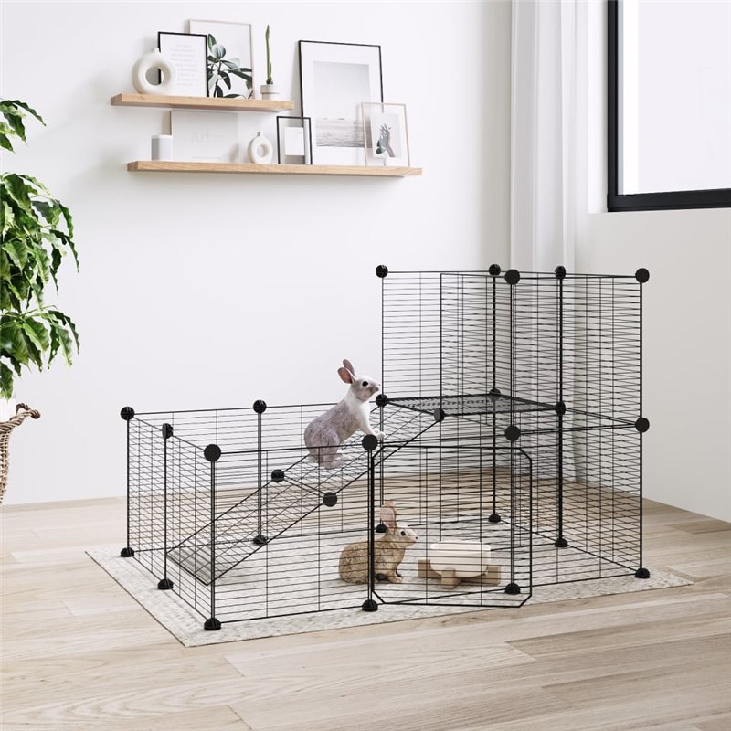 VidaXL Cage animaux de compagnie à 20 panneaux et porte Noir 35x35 cm