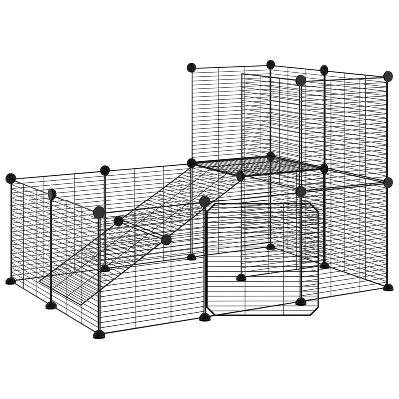 Image secondaire de VidaXL Cage animaux de compagnie à 20 panneaux et porte Noir 35x35 cm