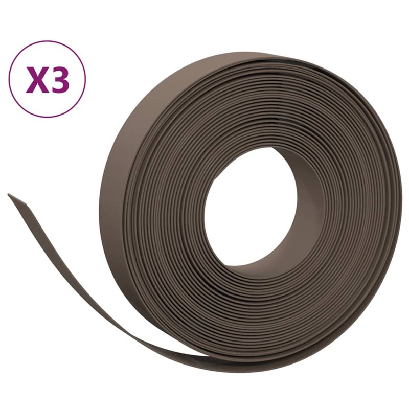 Image secondaire de VidaXL Bordures de jardin 3 pcs marron 10 m 10 cm polyéthylène