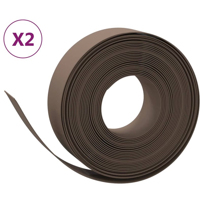 Image secondaire de VidaXL Bordures de jardin 2 pcs marron 10 m 15 cm polyéthylène