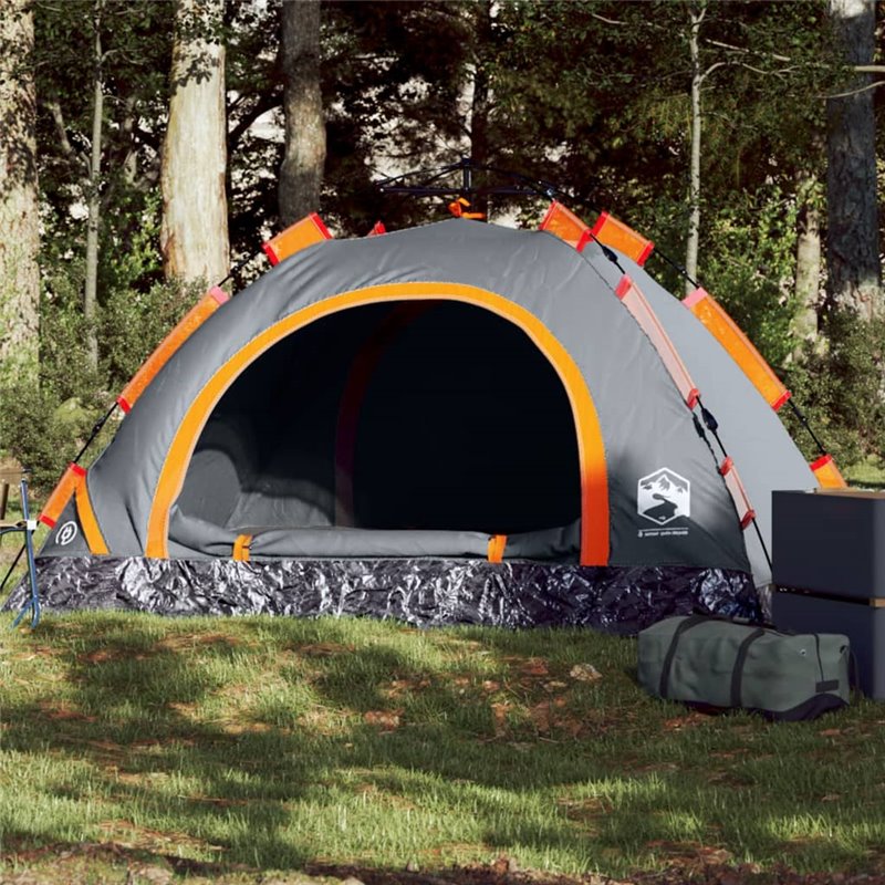 VidaXL Tente de camping 2 personnes gris et orange libération rapide