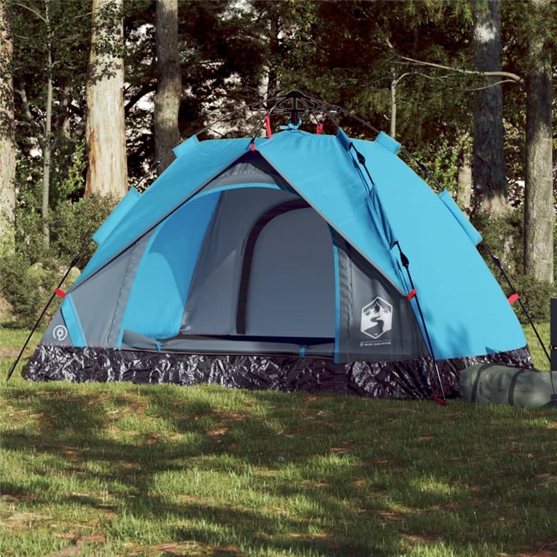 VidaXL Tente de camping à dôme 2 personnes bleu libération rapide