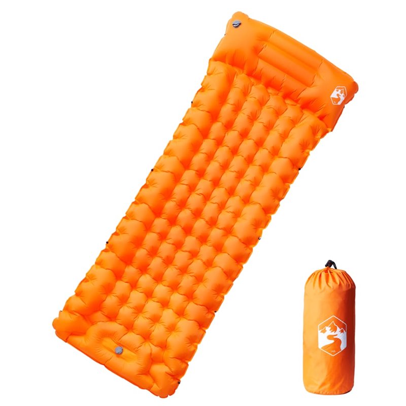 VidaXL Matelas de camping autogonflant avec oreiller 1 personne orange