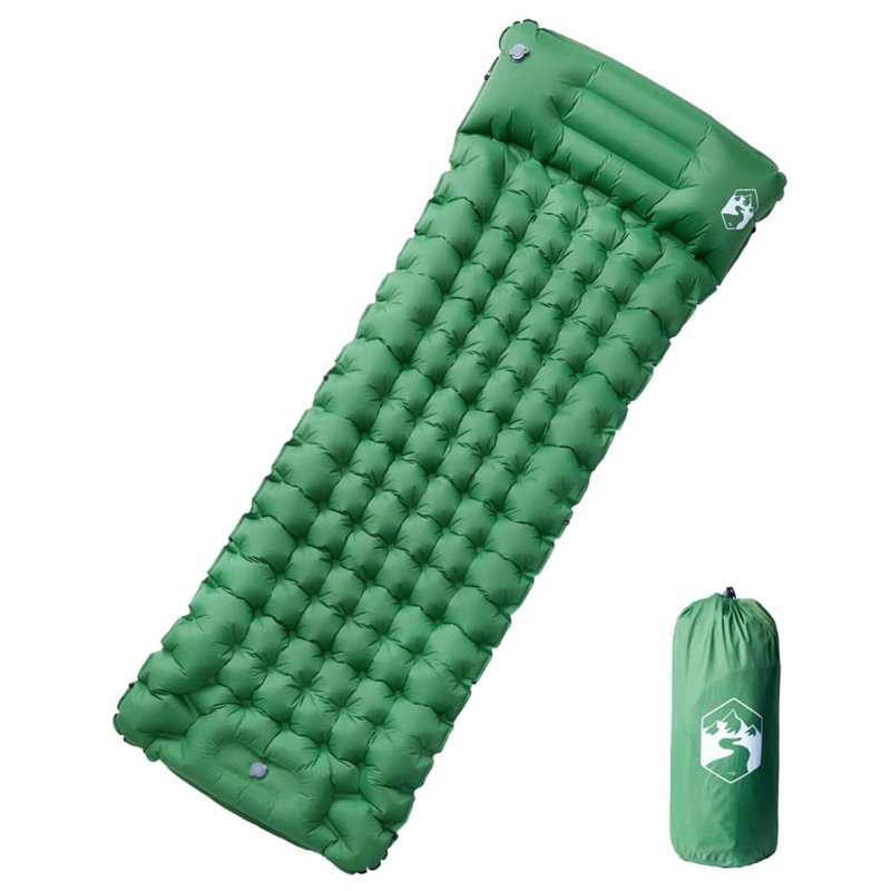 VidaXL Matelas de camping autogonflant avec oreiller 1 personne vert