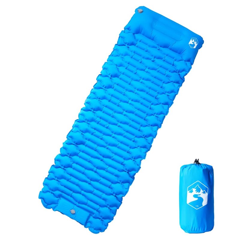 VidaXL Matelas de camping autogonflant avec oreiller 1 personne bleu