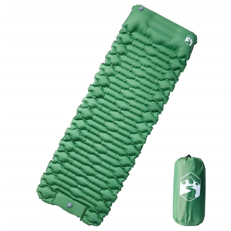 VidaXL Matelas de camping autogonflant avec oreiller 1 personne vert