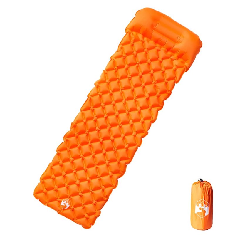 VidaXL Matelas de camping gonflable avec oreiller 1 personne orange