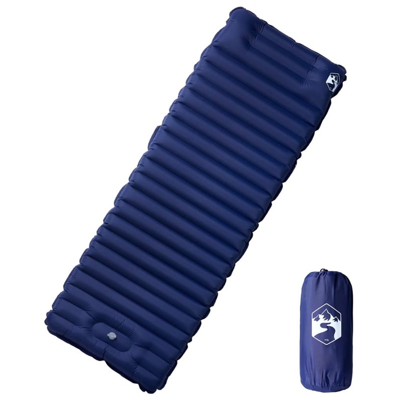 VidaXL Matelas de camping autogonflant oreiller 1 personne bleu marine