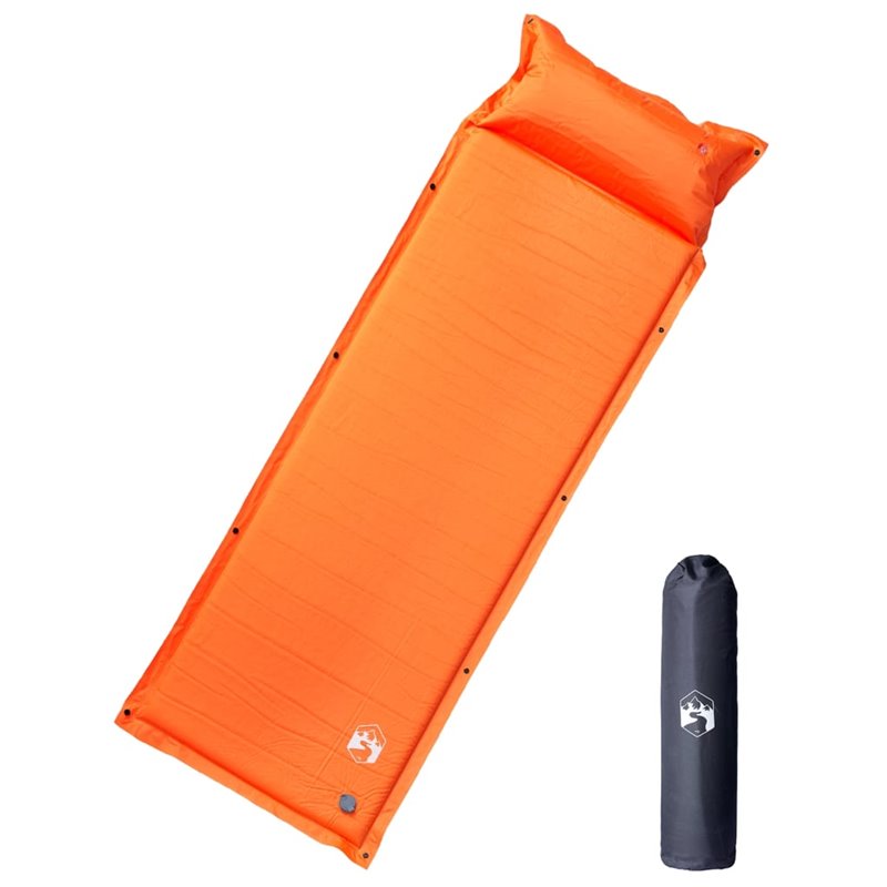 VidaXL Matelas de camping autogonflant avec oreiller 1 personne orange