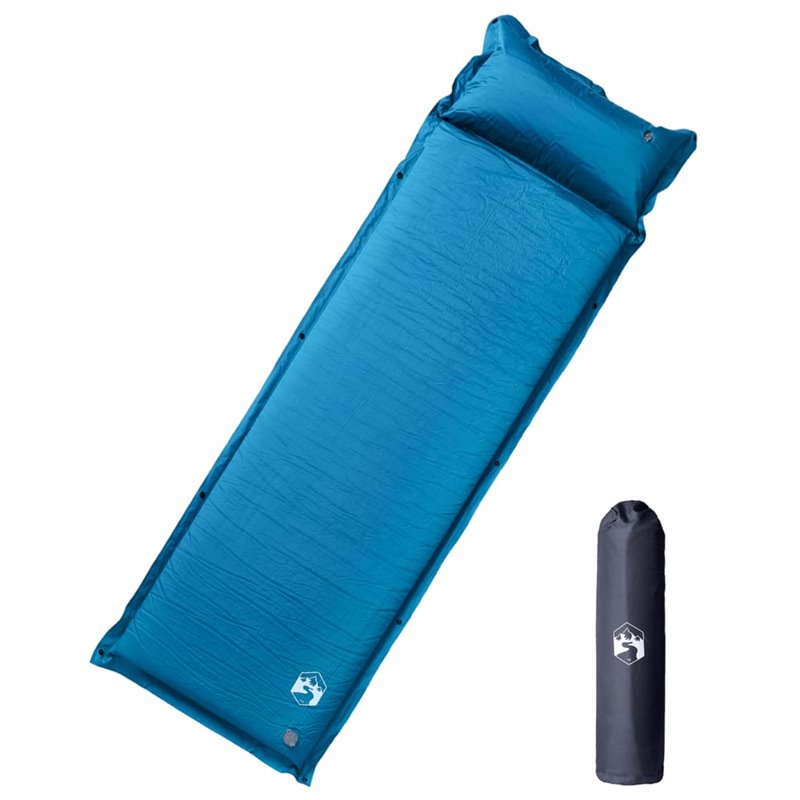 VidaXL Matelas de camping autogonflant oreiller 1 personne turquoise