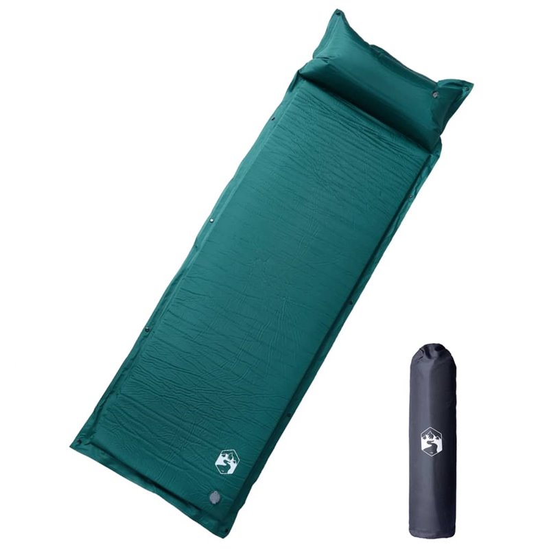 VidaXL Matelas de camping autogonflant avec oreiller 1 personne vert