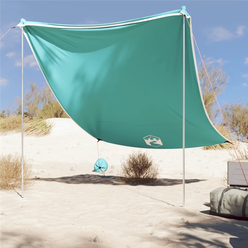 VidaXL Auvent de plage avec ancres de sable vert 214x236 cm