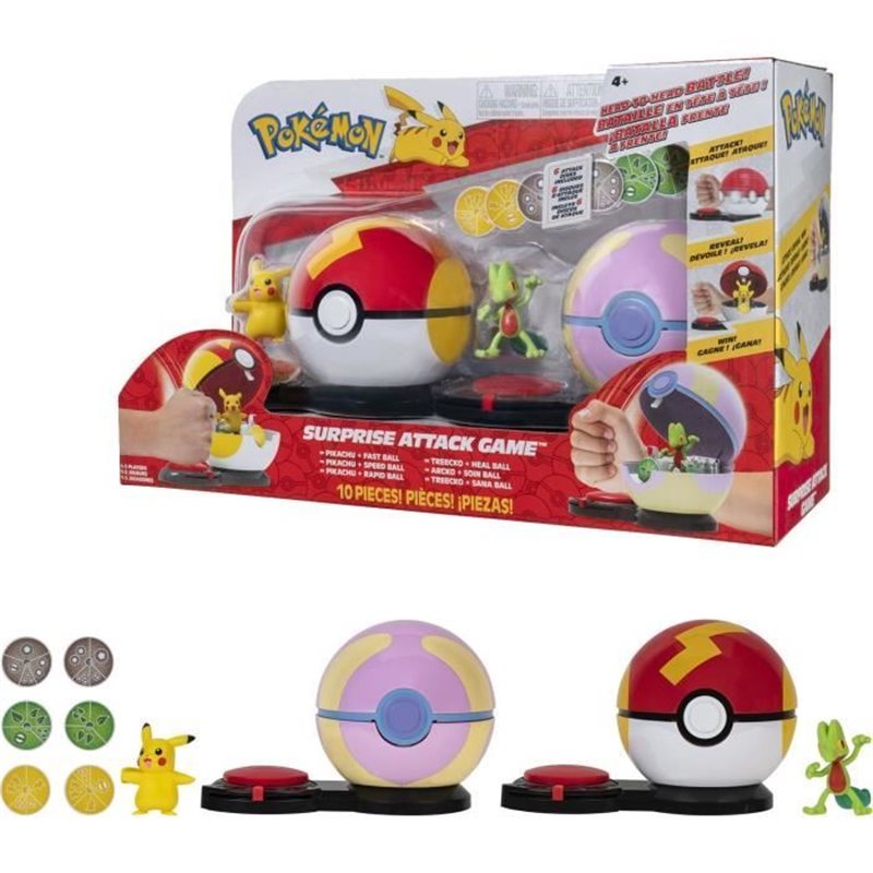 2 Poké Balls avec leur Pokémon et 6 disques d'attaques - Bandai - Pokémon - Poké Ball attaque surprise Pikachu vs Arcko 