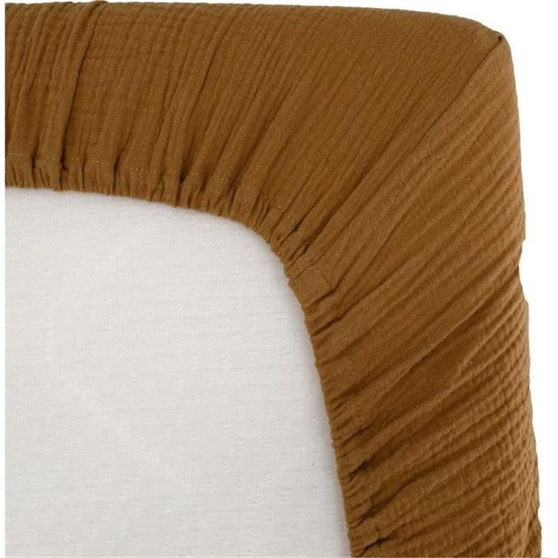 Drap housse lange - Domiva - AU FIL DE L'EAU - Caramel - 70 x 140 cm