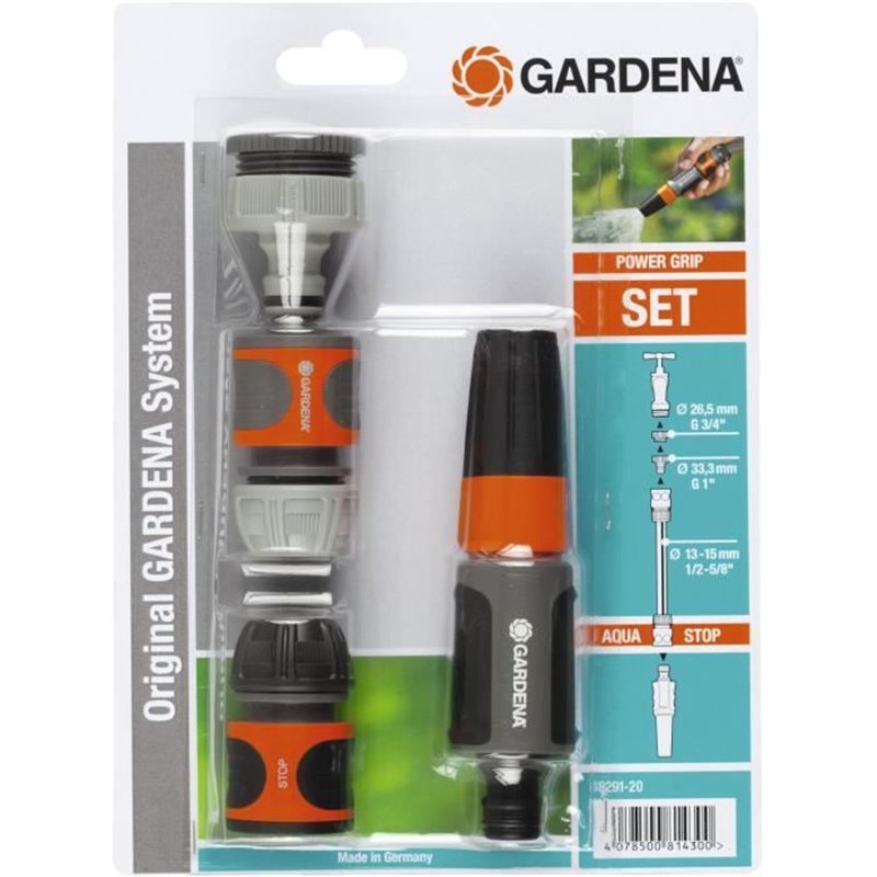 Gardena Nécessaire de base Adapté tuyau Ø13mm et Ø15mm Compatibilité Original GARDENA System Kit complet Garantie 2a