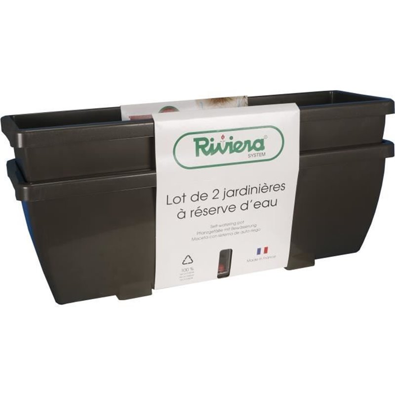 Pot Riss RIV3580796587765 Gris Résine Rectangulaire (2 Unités)