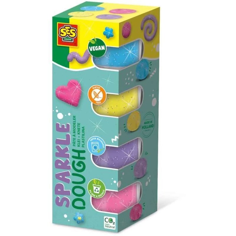 SES Creative Pâte à modeler Feel good - Scintillant (4x90gr)