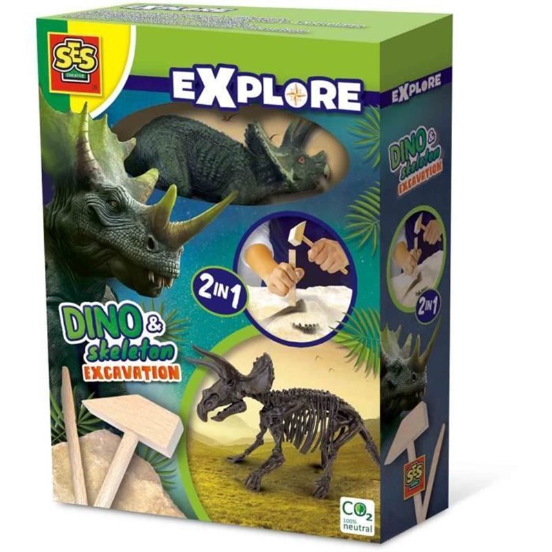 SES Creative Explore Recherche ton dinosaures et de squelettes 2 en 1 - Tricératops