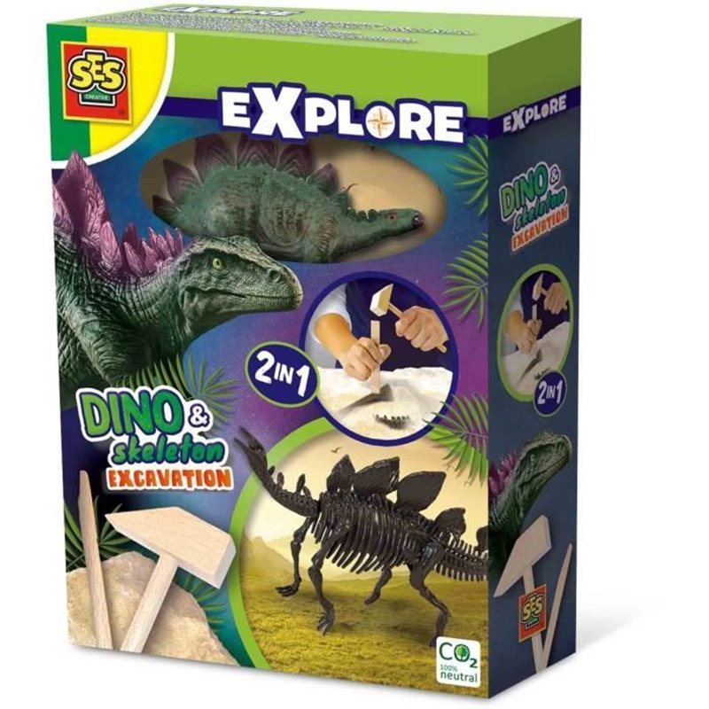 SES Creative Explore Recherche ton dinosaures et de squelettes 2 en 1 - Stégosaure