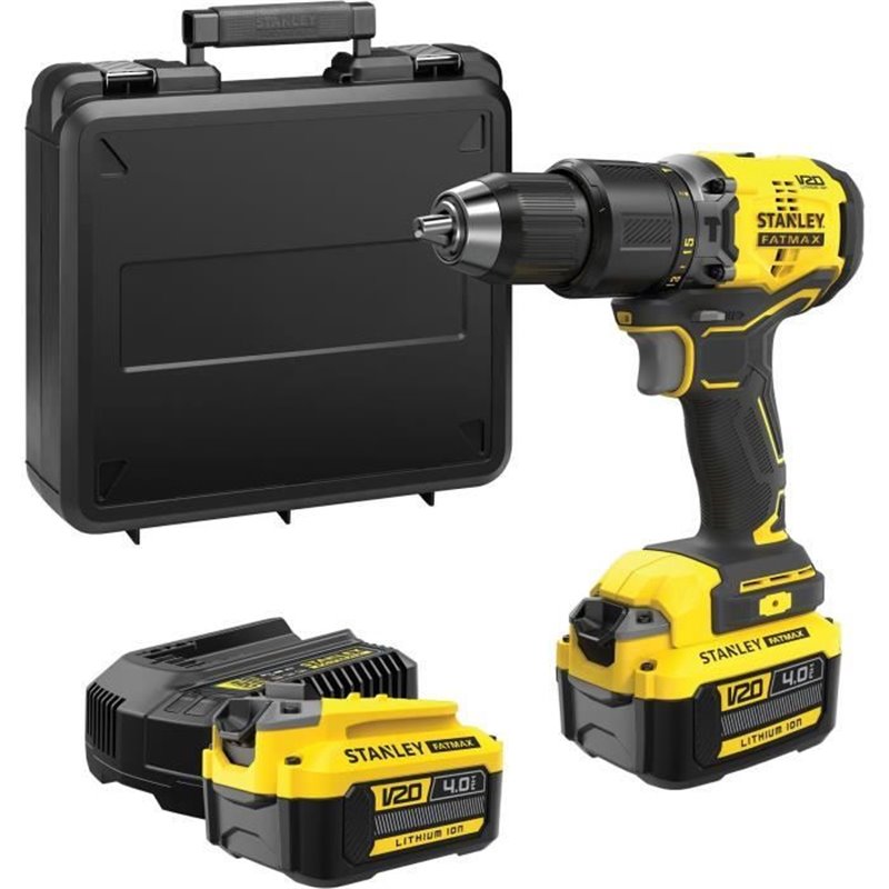 Perceuse visseuse a percussion Brushless 60 Nm - Lithium 18V - 2 Batteries 4Ah - Stanley FATMAX V20 - SFMCD715M2K-QW