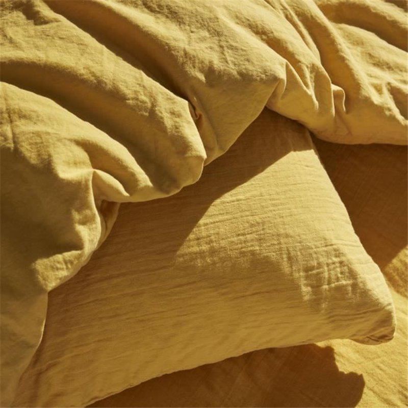 Image secondaire de Parure de lit - TODAY - 123333 - 1 personne - 140x200 cm - Gaze de coton unie - Ocre