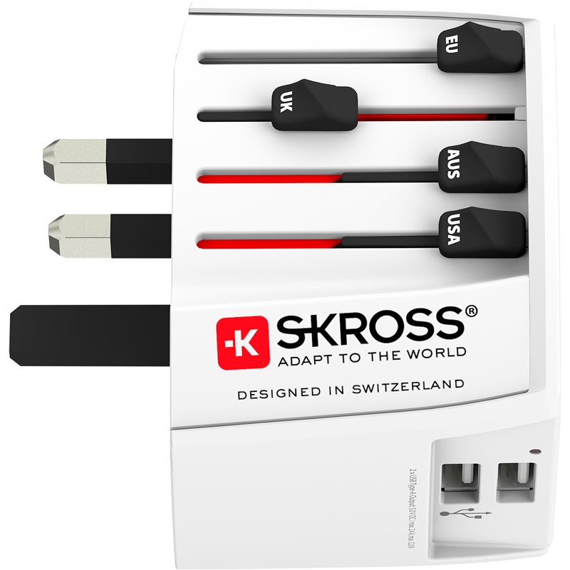 Image secondaire de Adaptateur de voyage 2.5A MUV + 2 USB Blanc Skross