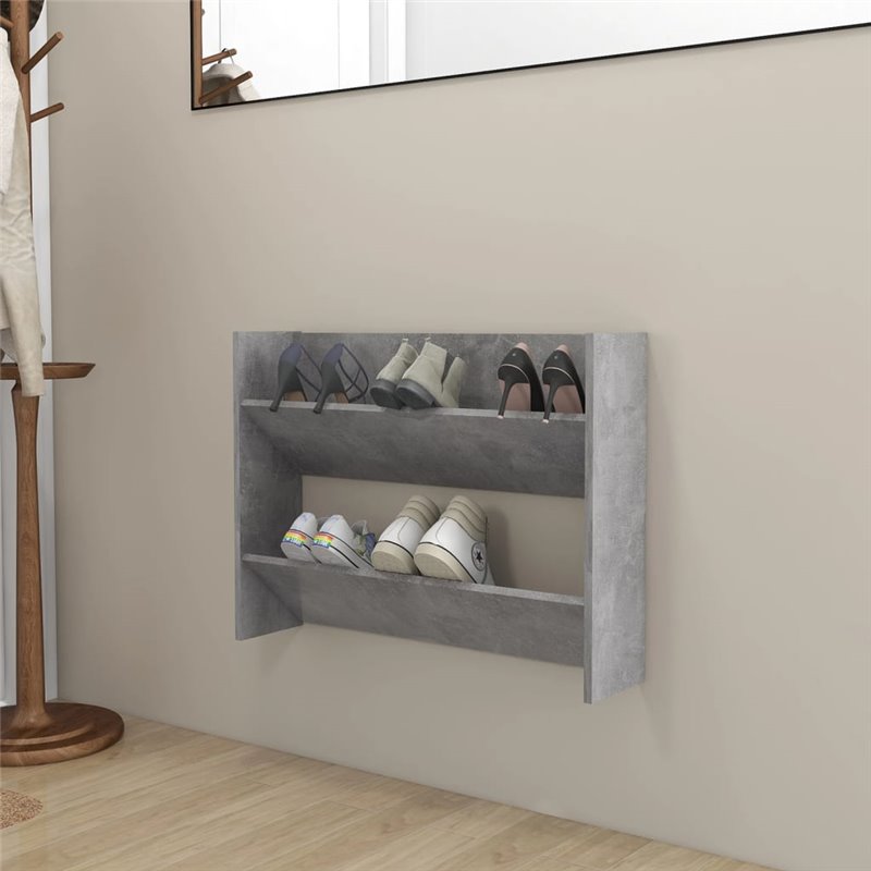 VidaXL Armoire à chaussures murale Gris béton 80x18x60 cm Aggloméré