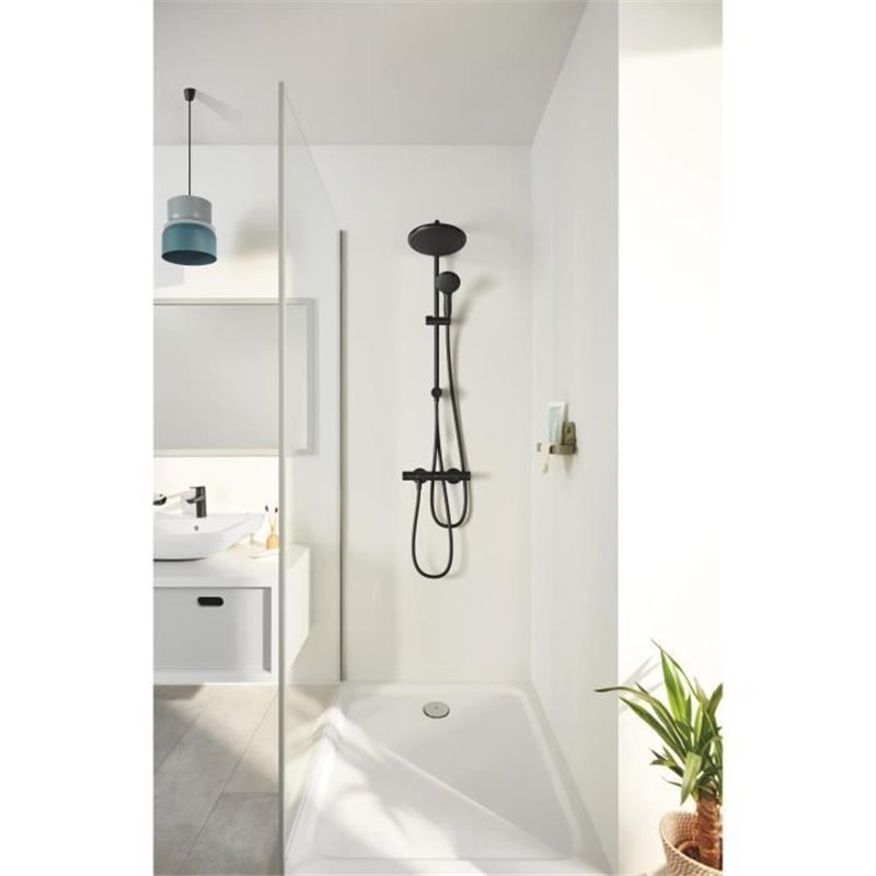 Image secondaire de Colonne de douche avec inverseur manuel - Economie d'eau - GROHE Vitalio Start System 250 - Noir Mat - 266802431