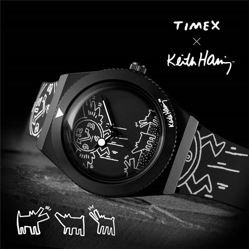 Image secondaire de Montre Homme Timex Q X KEITH HARING SPECIAL EDT. Noir (Ø 38 mm)