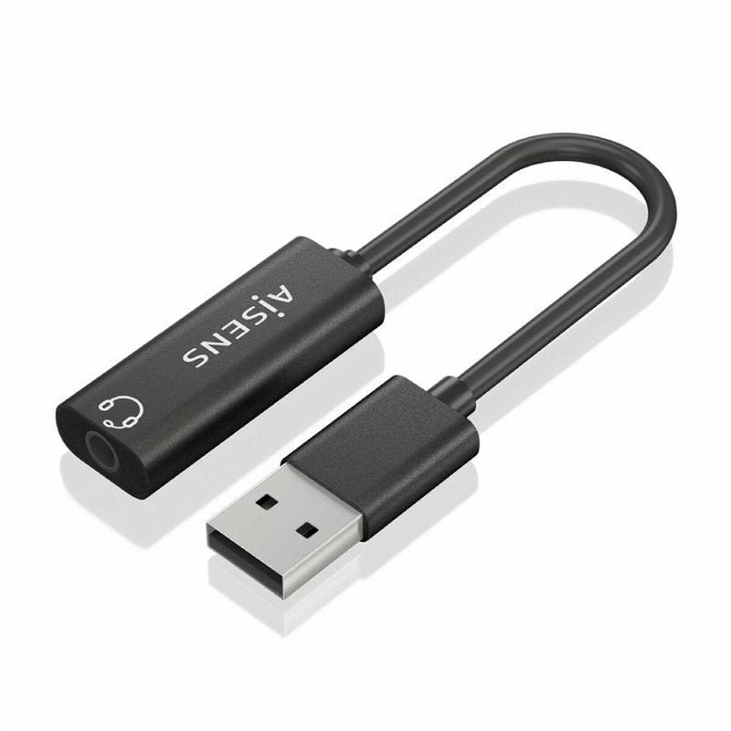 Aisens A106-0770 changeur de genre de câble USB-A 3,5 mm Noir