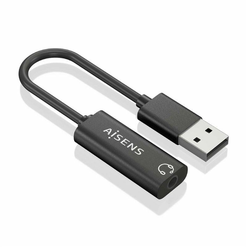 Image secondaire de Aisens A106-0770 changeur de genre de câble USB-A 3,5 mm Noir