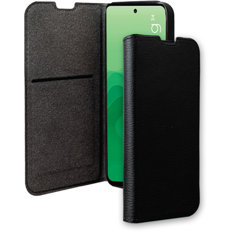 Folio Wallet Motorola G34 5G Support vidéo Noir - 65% Plastique recyclé Certifié GRS Bigben