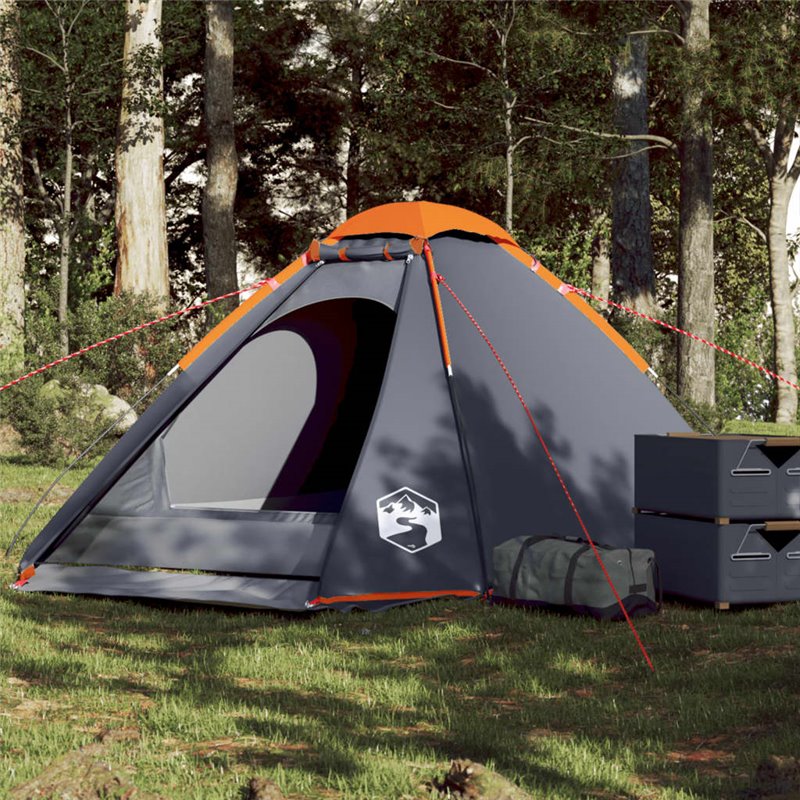 VidaXL Tente de camping à dôme 4 personnes gris et orange imperméable