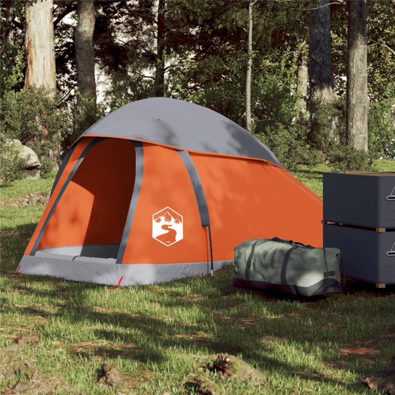 VidaXL Tente de camping à dôme 1 personne gris et orange imperméable