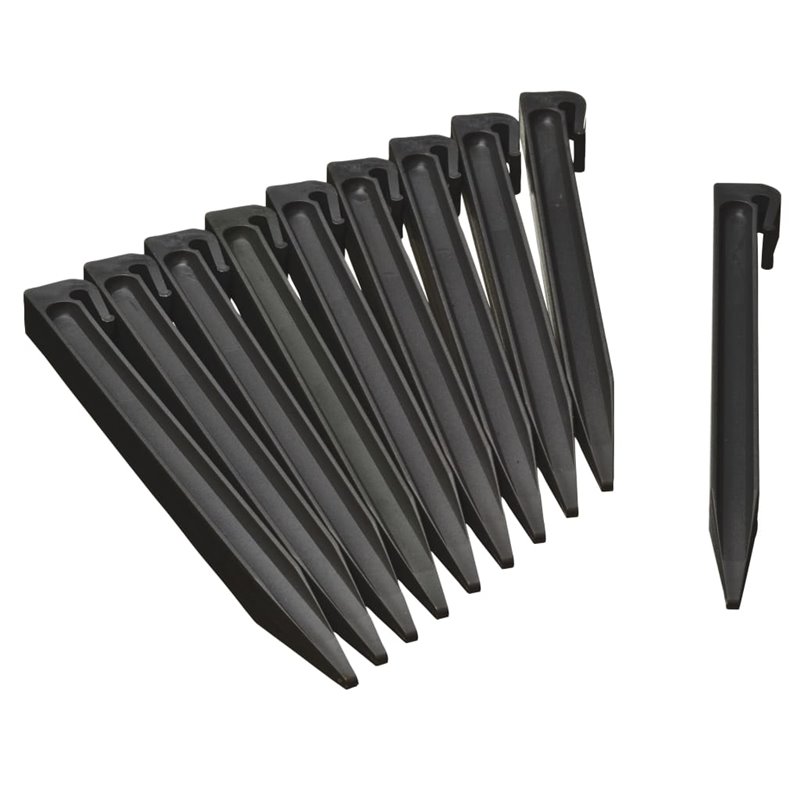 Nature Chevilles d'ancrage de jardin 10 pcs Noir