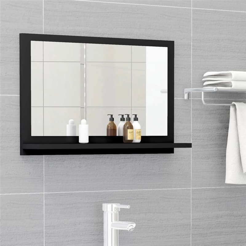 VidaXL Miroir de salle de bain Noir 60x10,5x37 cm Bois d'ingénierie