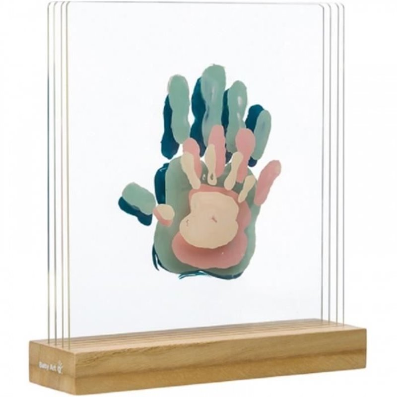 Baby Art Family Touch - Kit Empreintes Mains Famille : Empreintes de Toute la Famille sur Base en Bois, Cadeau Naissance