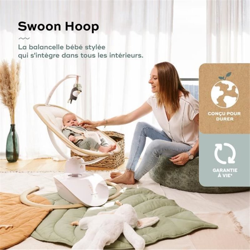 Image secondaire de Babymoov Balancelle Bébé Swoon Hoop - Télécommande incluse, Ultra Confort, Design Épuré, Assise Rotative 90°, Arche de jeux