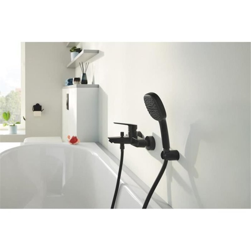 Image secondaire de Pomme de douche Grohe Noir Noir mat Silicone