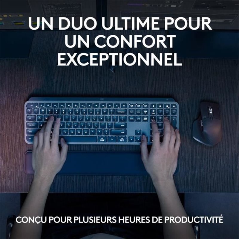 Image secondaire de Logitech MX Keys S Combo clavier Souris incluse RF sans fil + Bluetooth Azerty Belge Graphite