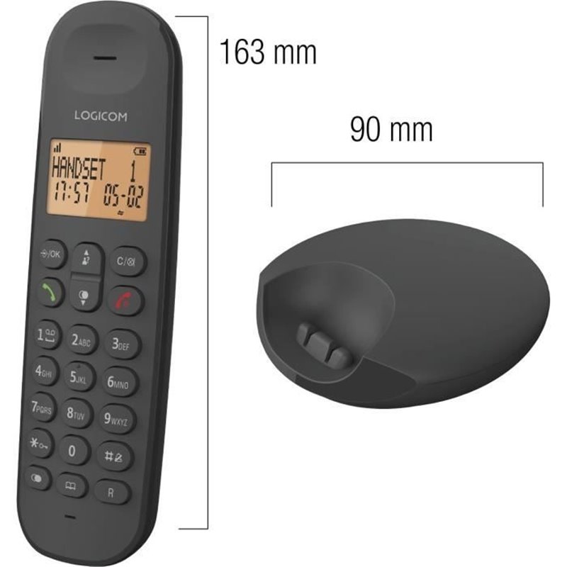 Image secondaire de Téléphone fixe sans fil - LOGICOM - DECT ILOA 150 SOLO - Ardoise - Sans répondeur