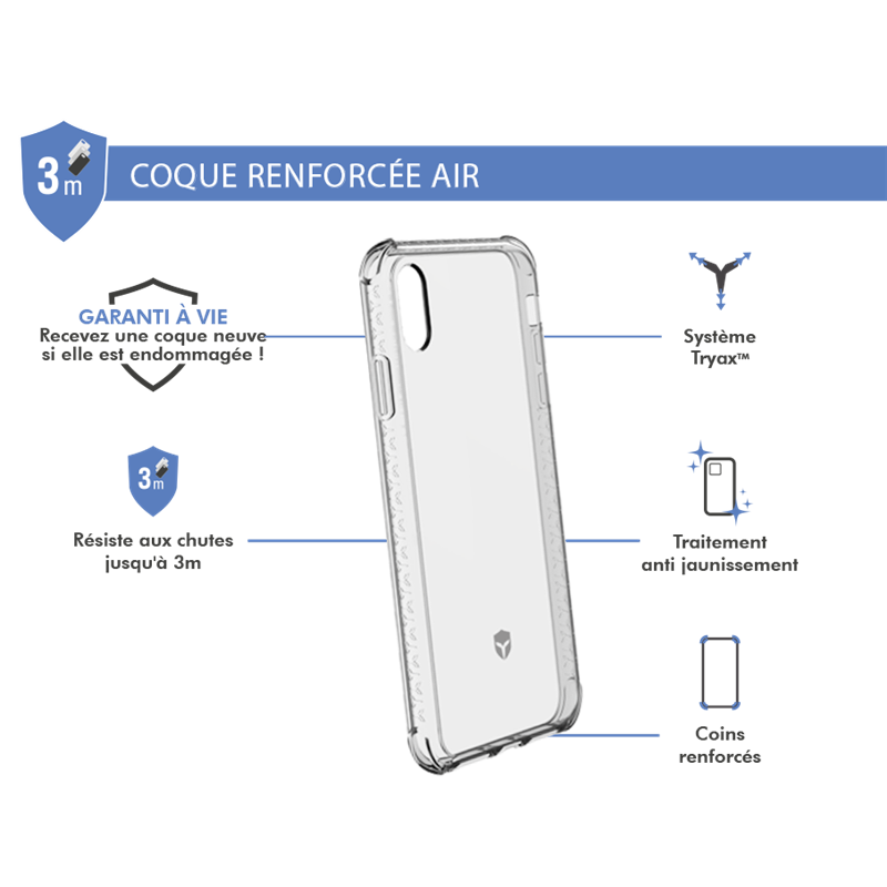 Image secondaire de Coque Renforcée iPhone XS Max AIR Transparente - Garantie à vie Force Case