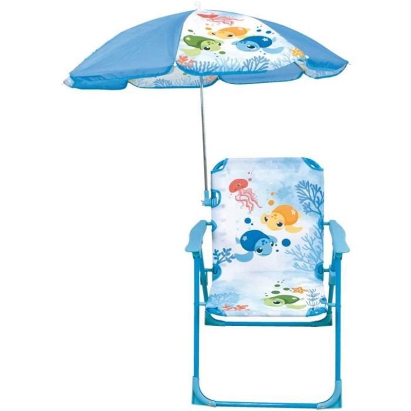 Mobilier de jardin - FUN HOUSE - Chaise Ma Petite Carapace Tortue H.53 x L.38,5 x P.37,5 cm avec parasol 65 cm - Pour en